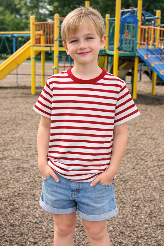 CAMISETA NIÑO MANGA CORTA LÍNEAS A RAYAS