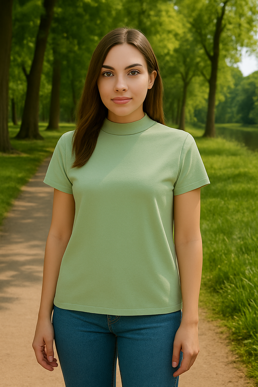 CAMISETA DAMA BASICA TELA ALGODON  CUELLO TORTUGA