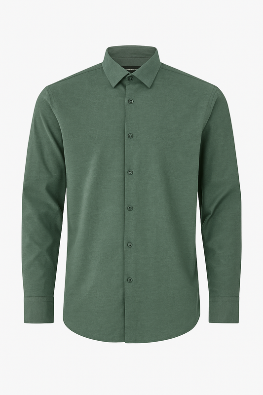 CAMISA HOMBRE MANGA LARGA VERDE JASPEADA