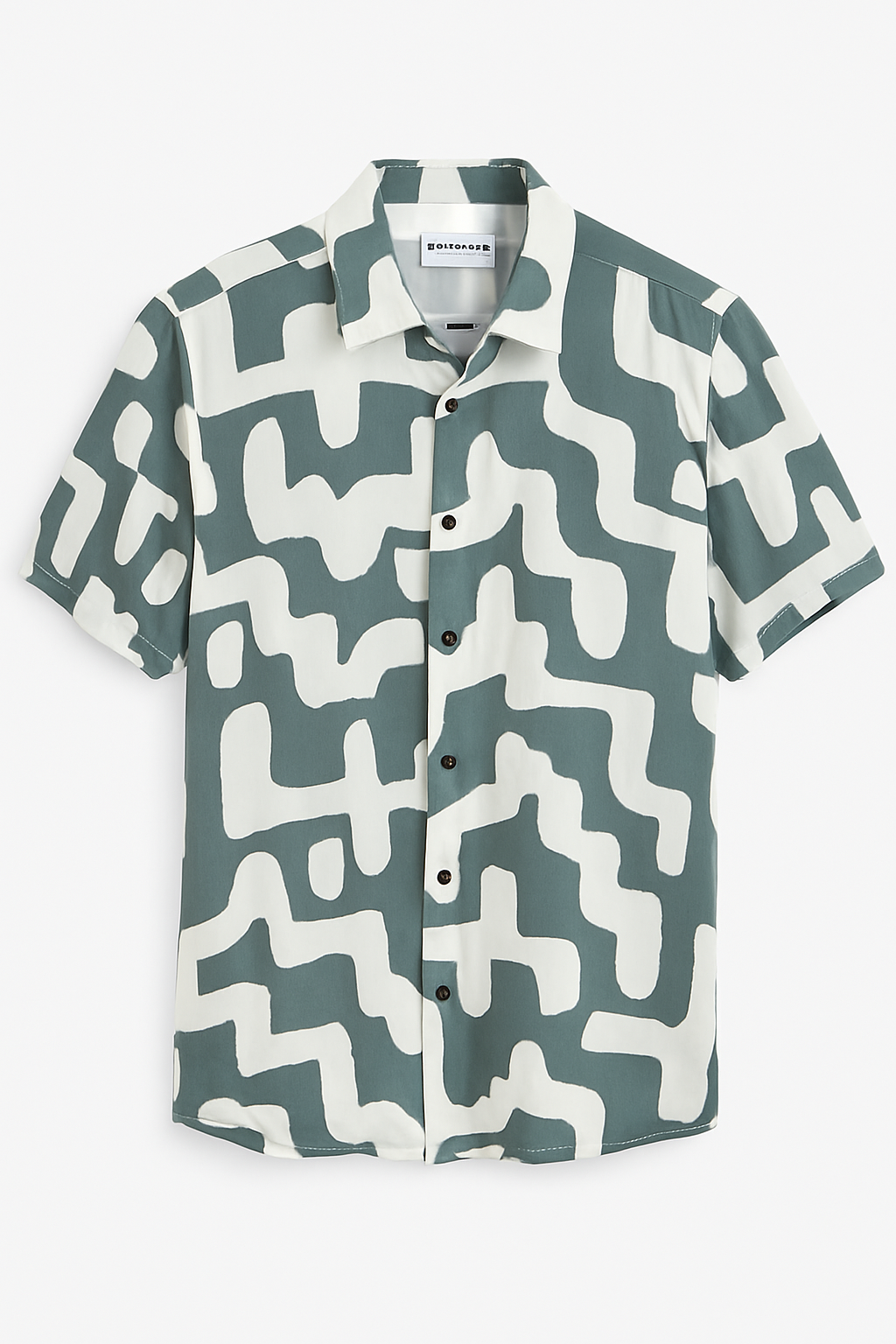 CAMISA HOMBRE MANGA CORTA BLANCO CON VERDE