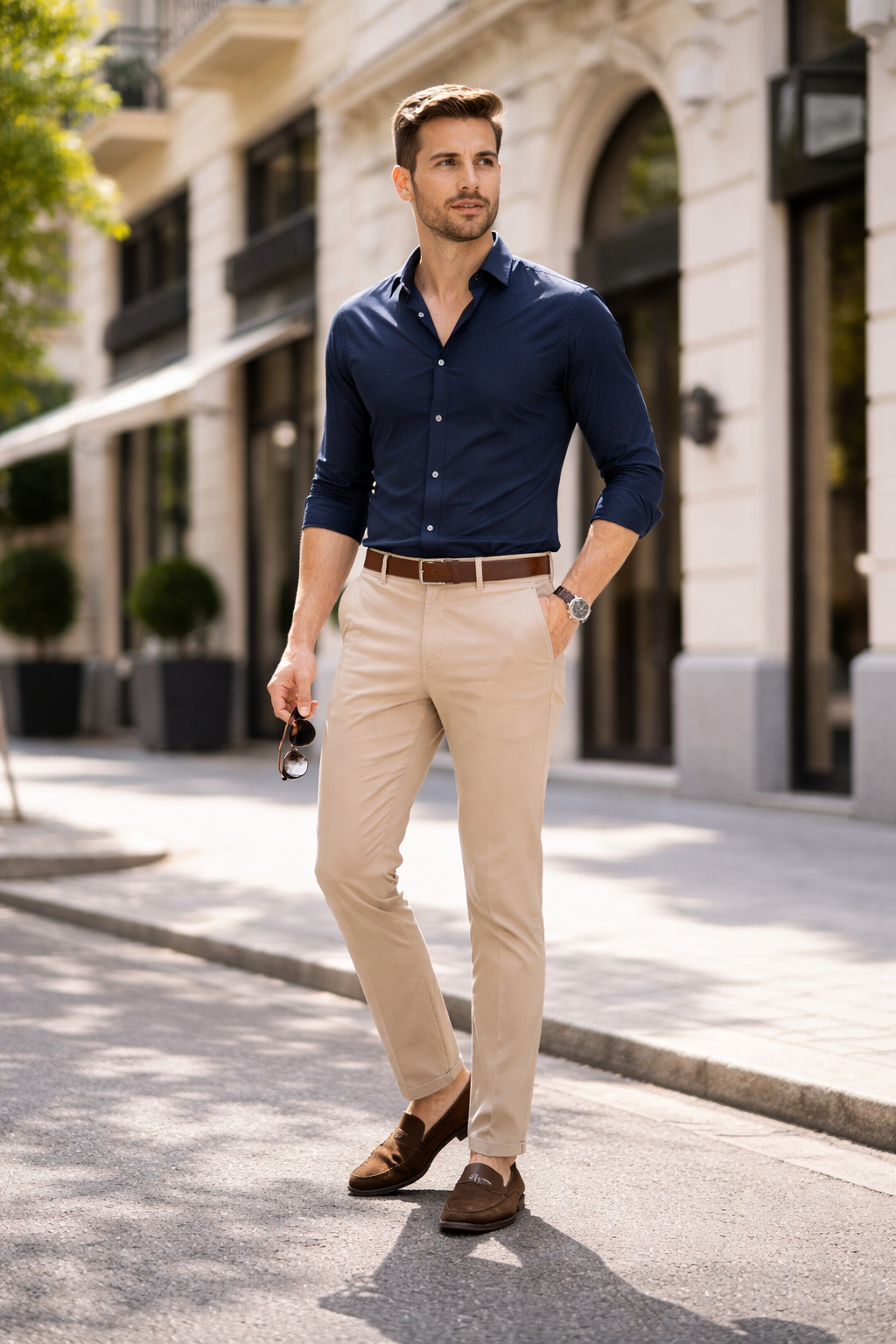 PANTALÓN DE TELA HOMBRE BEIGE CORTE NARROW