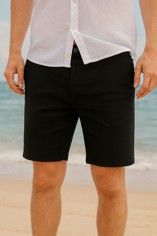 SHORT JEAN NEGRO PARA HOMBRE CORTE SOBRE LA RODILLA