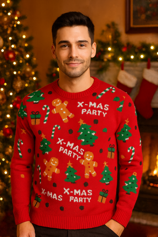 SACO HOMBRE DE LANA NAVIDEÑO ROJO