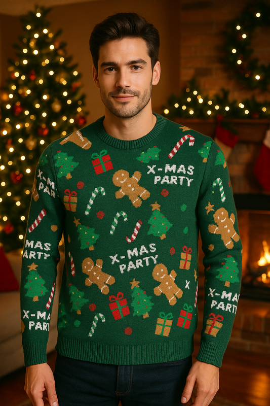 SACO HOMBRE DE LANA NAVIDEÑO VERDE
