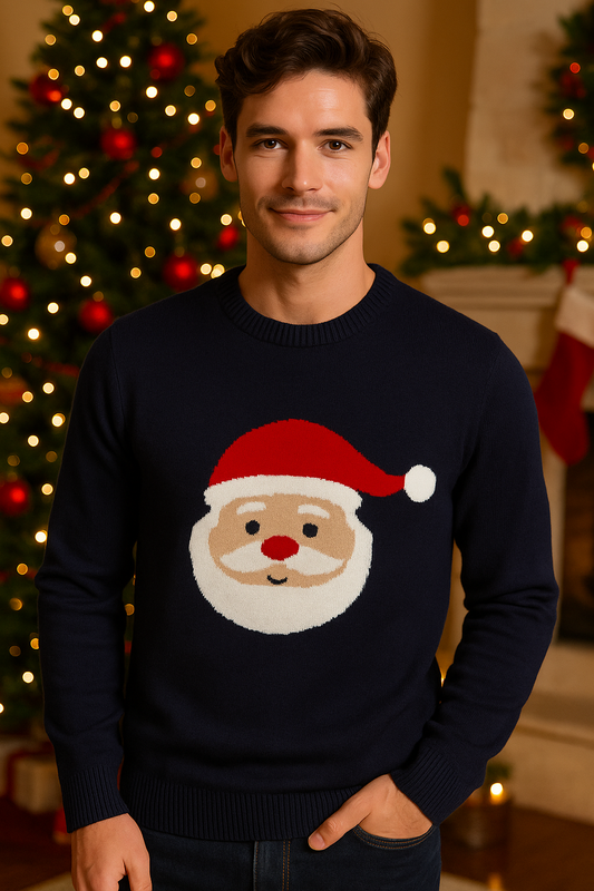 SACO HOMBRE DE LANA NAVIDEÑO AZUL
