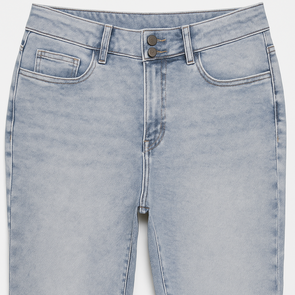 PANTALÓN JEAN DAMA CELESTE GRISACEO JASPEADO SKINNY FIT SIN BOLSILLOS TRASEROS