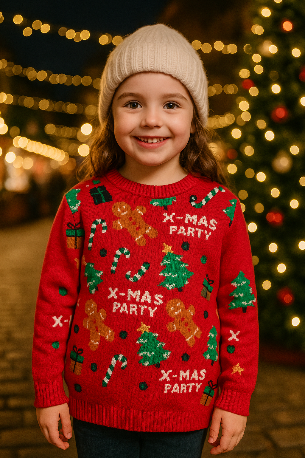 SACO NIÑA DE LANA NAVIDEÑO ROJO