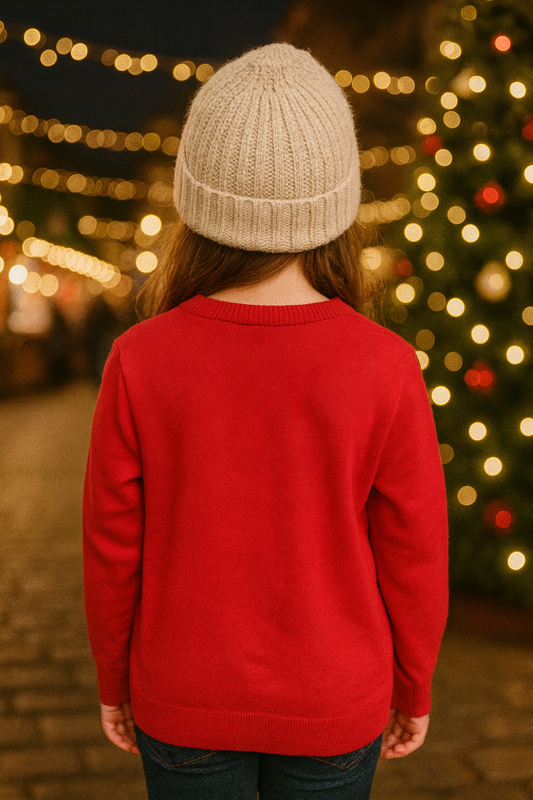 SACO NIÑA DE LANA NAVIDEÑO ROJO