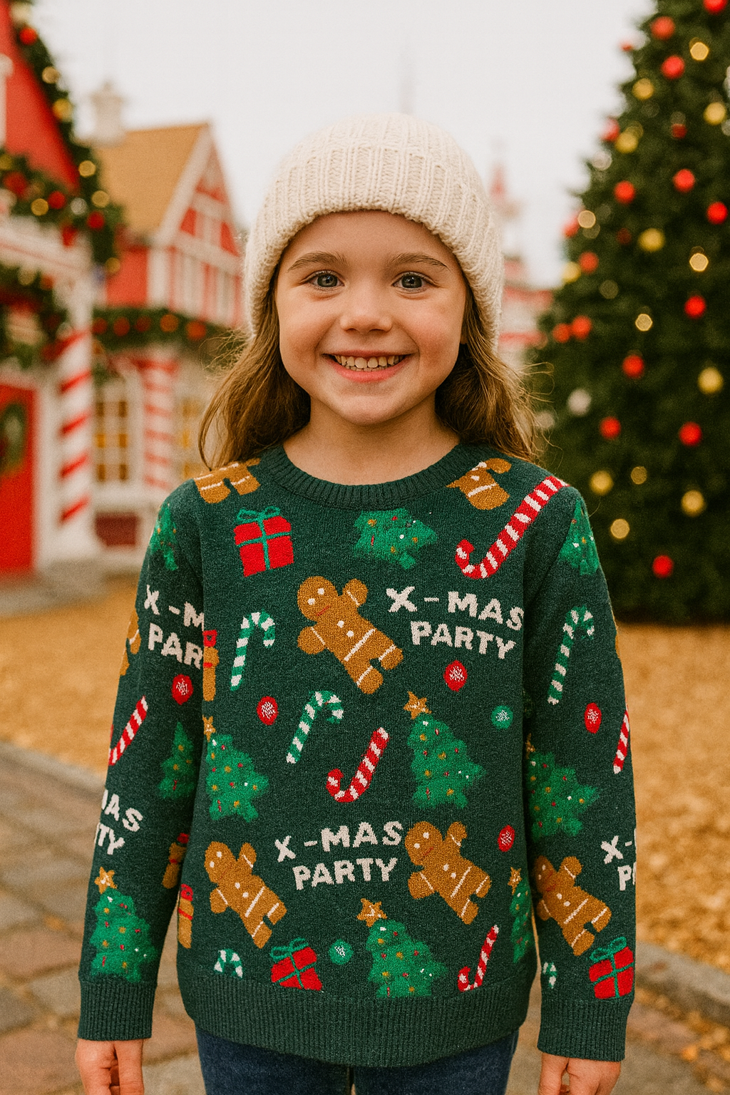 SACO NIÑA DE LANA NAVIDEÑO VERDE