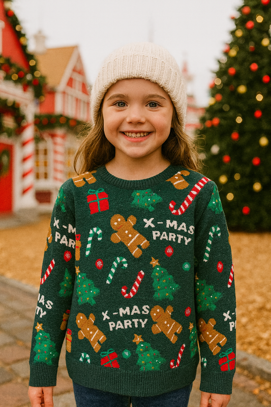 SACO NIÑA DE LANA NAVIDEÑO VERDE