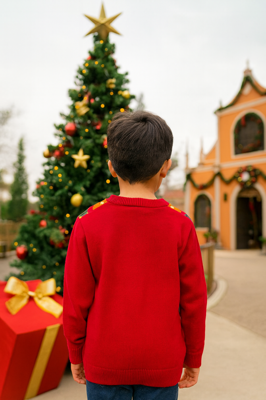 SACO NIÑO DE LANA NAVIDEÑO ROJO