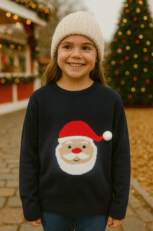 SACO NIÑA DE LANA NAVIDEÑO AZUL