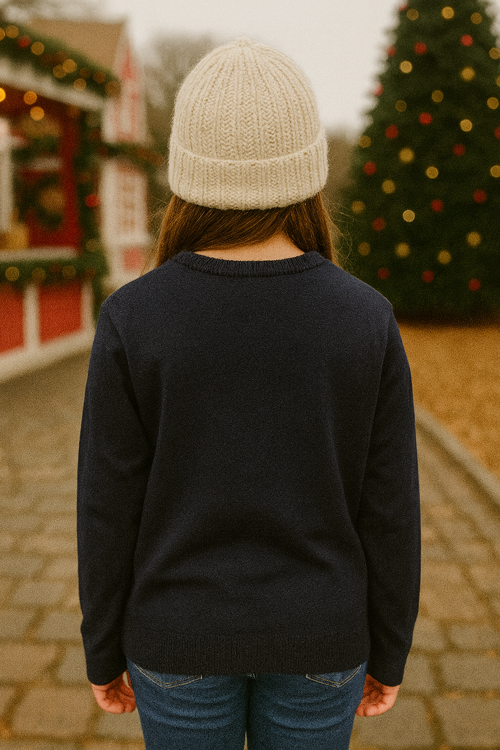 SACO NIÑA DE LANA NAVIDEÑO AZUL