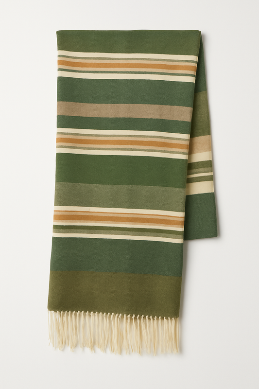 CHALINA MULTITONO EN VERDE, CAFÉ Y BEIGE CON FLECOS