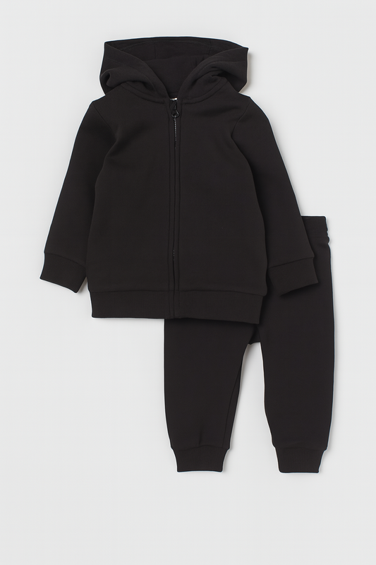 CONJUNTO DEPORTIVO NEGRO  HOODIE + JOGGER NIÑO UNISEX