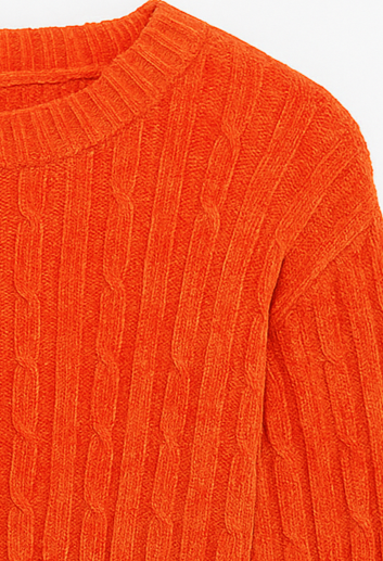 SUÉTER NIÑA TEJIDO CROP MANGA LARGA COLOR NARANJA