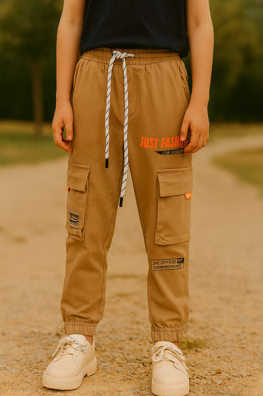 JOGGER CARGO NIÑO CON BOLSILLOS Y ESTAMPADOS URBANOS