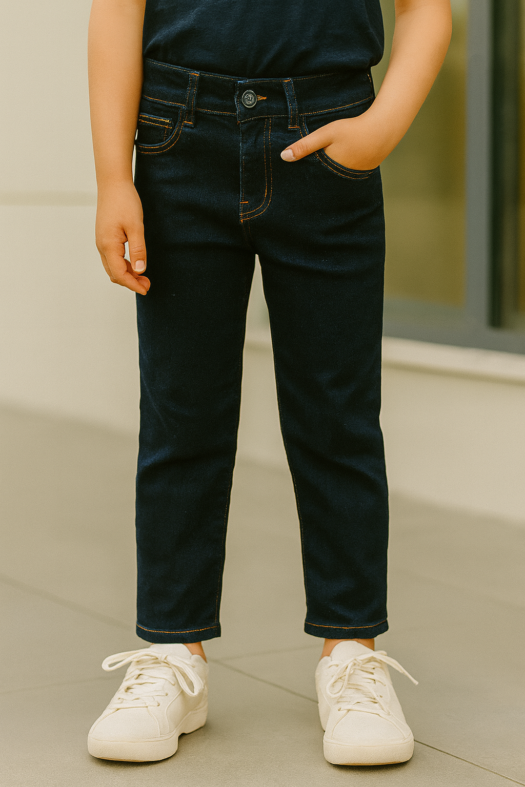 PANTALÓN JEAN ZIZI NIÑO RECTO AZUL OSCURO BÁSICO