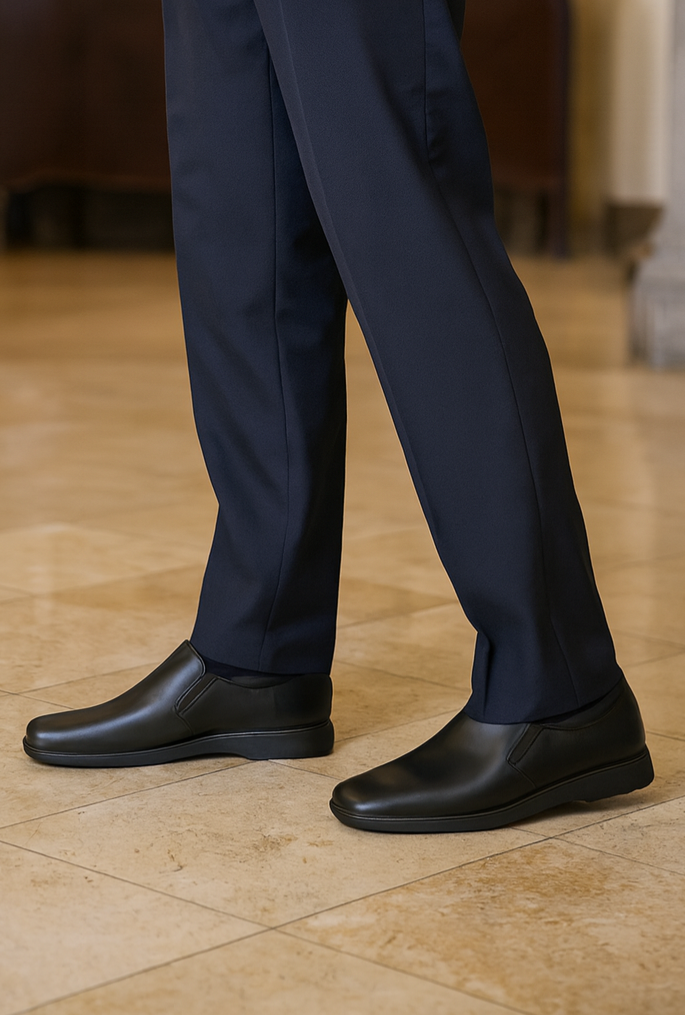 ZAPATO NEGROS DE CUERO TIPO MOCASÍN CON ABERTURA ELÁSTICA