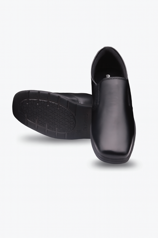 ZAPATO NEGROS DE CUERO TIPO MOCASÍN CON ABERTURA ELÁSTICA