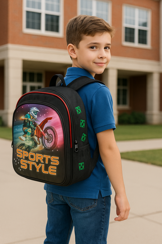 MOCHILA ESCOLAR SPORT STYLE MOTOCICLETA