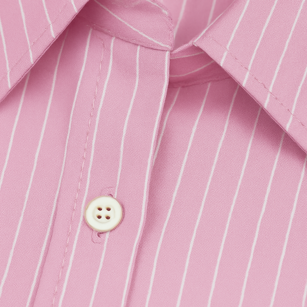 BLUSA ROSA CON LINEAS VERTICALES ABOTONADA MANGA LARGA