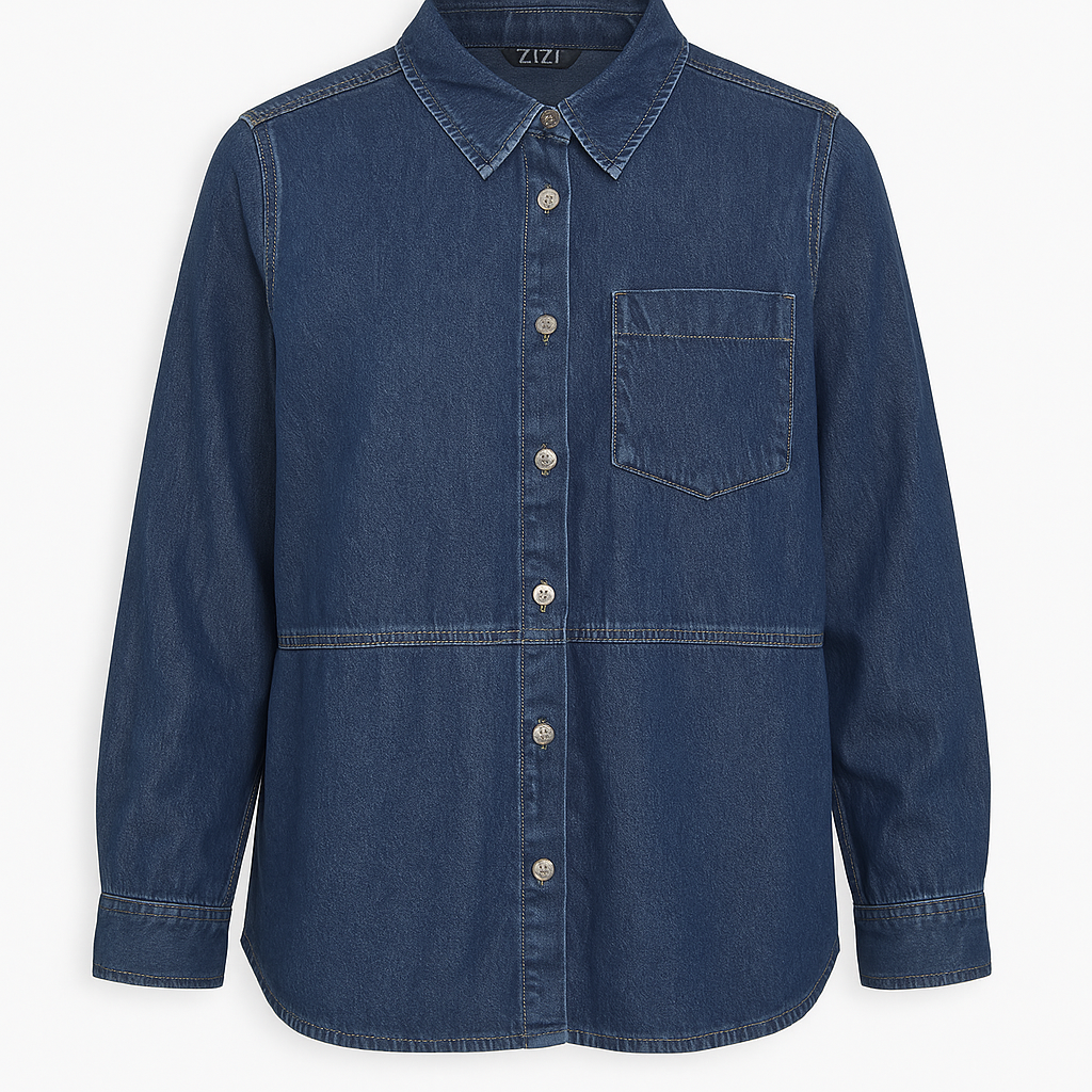 CAMISA JEAN DAMA AZUL OSCURO OVERSIZE