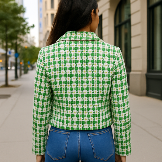 BLAZER CORTO DE DAMA A CUADROS