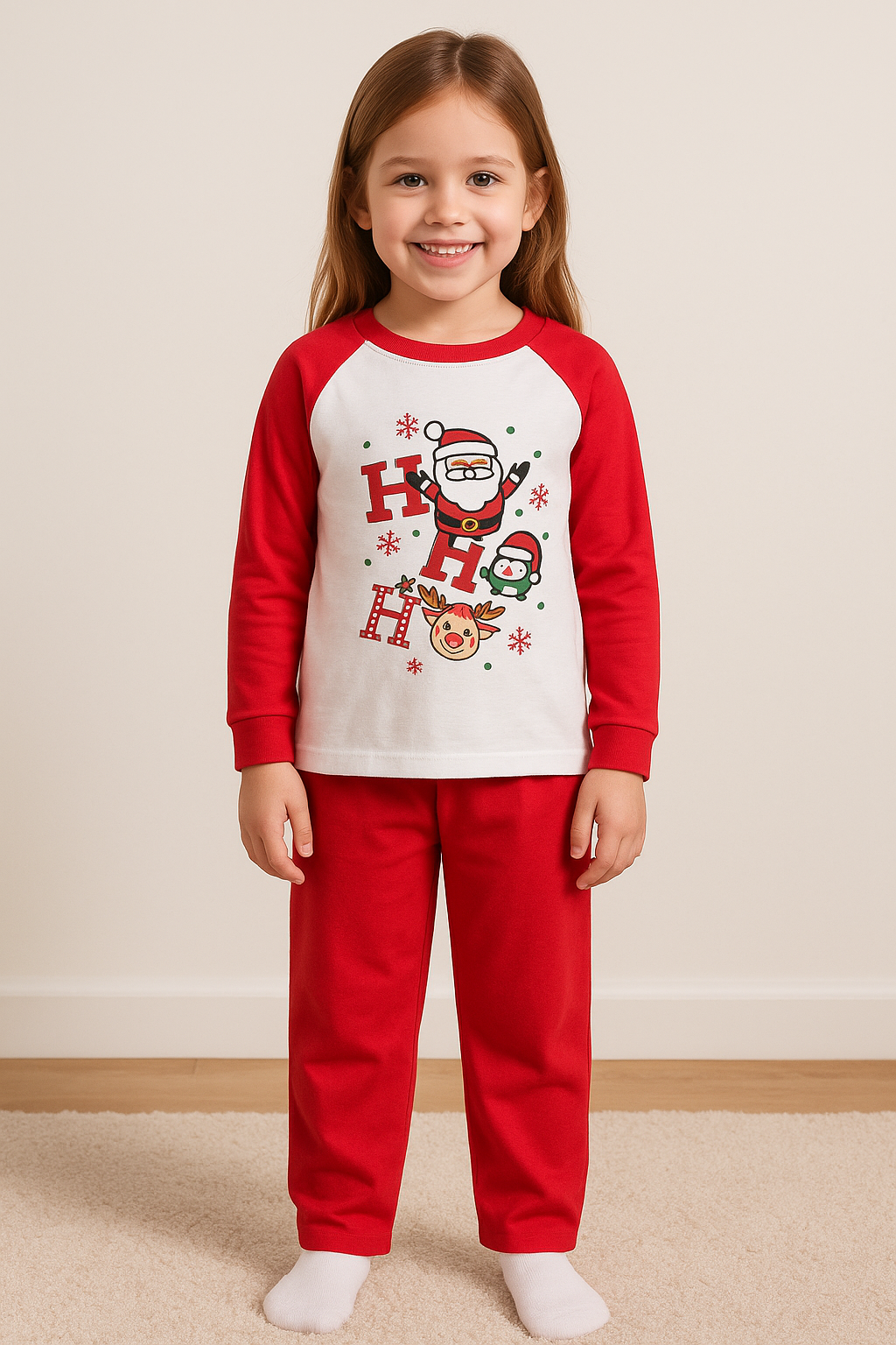 PIJAMA NAVIDEÑA NIÑA INFANTIL ROJA