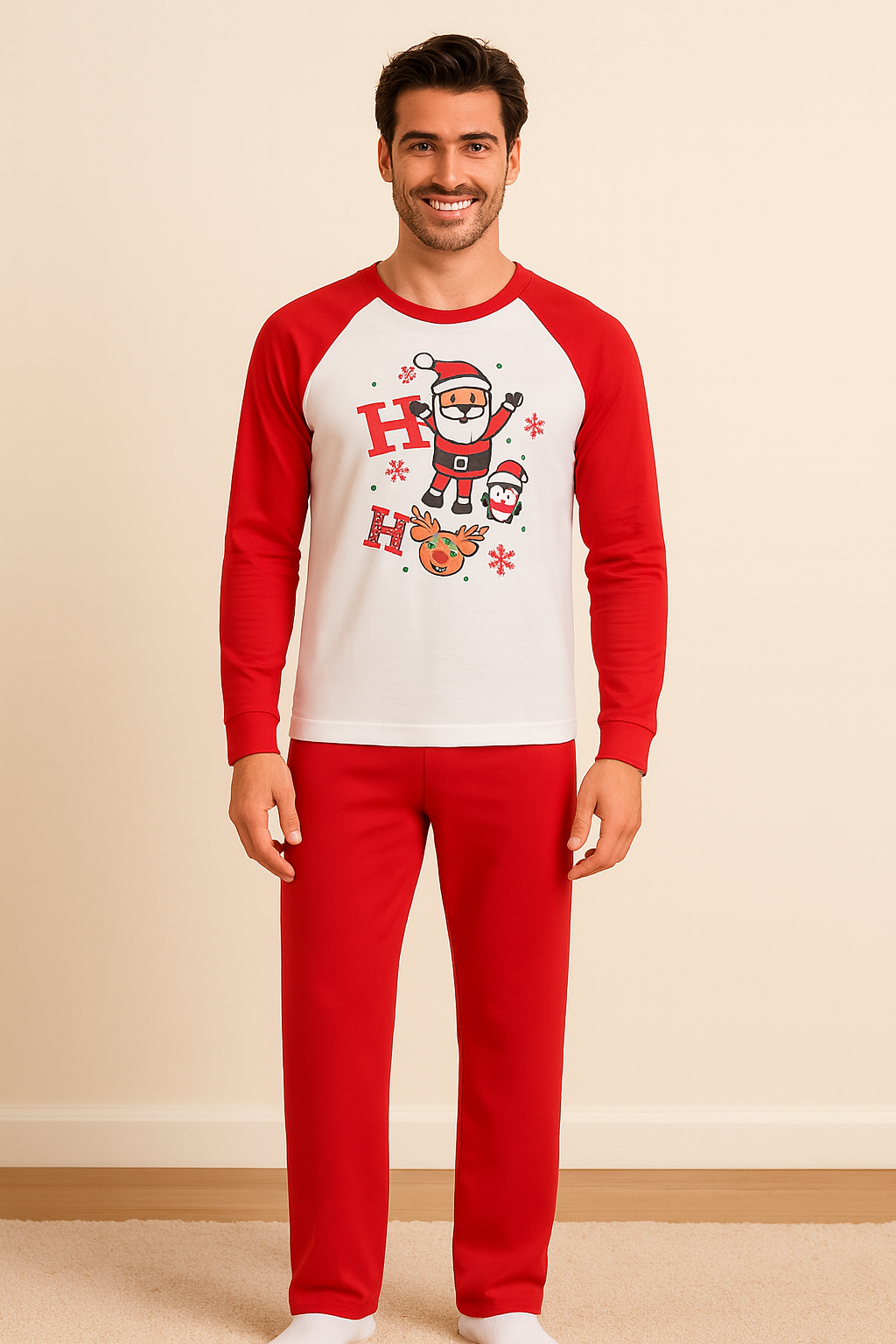 PIJAMA NAVIDEÑA HOMBRE ROJA