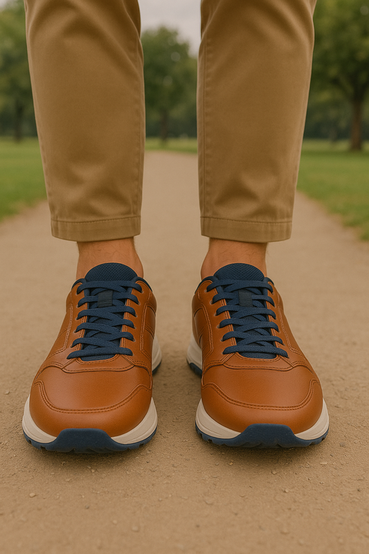ZAPATO DEPORTIVO HOMBRE CAFE ZUELA  Y CORDON AZUL