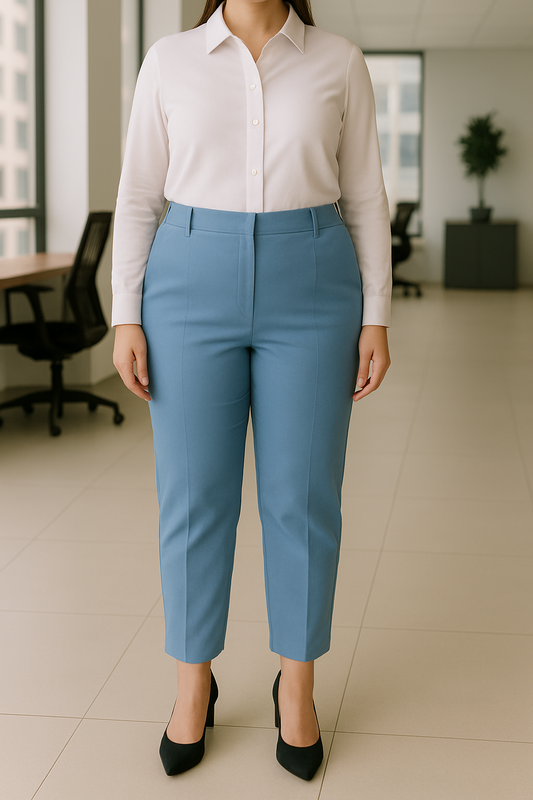 PANTALON DAMA FORMAL PLUS POLIESTER BOLSILLO LATERALES BASTA HASTA TOBILLO