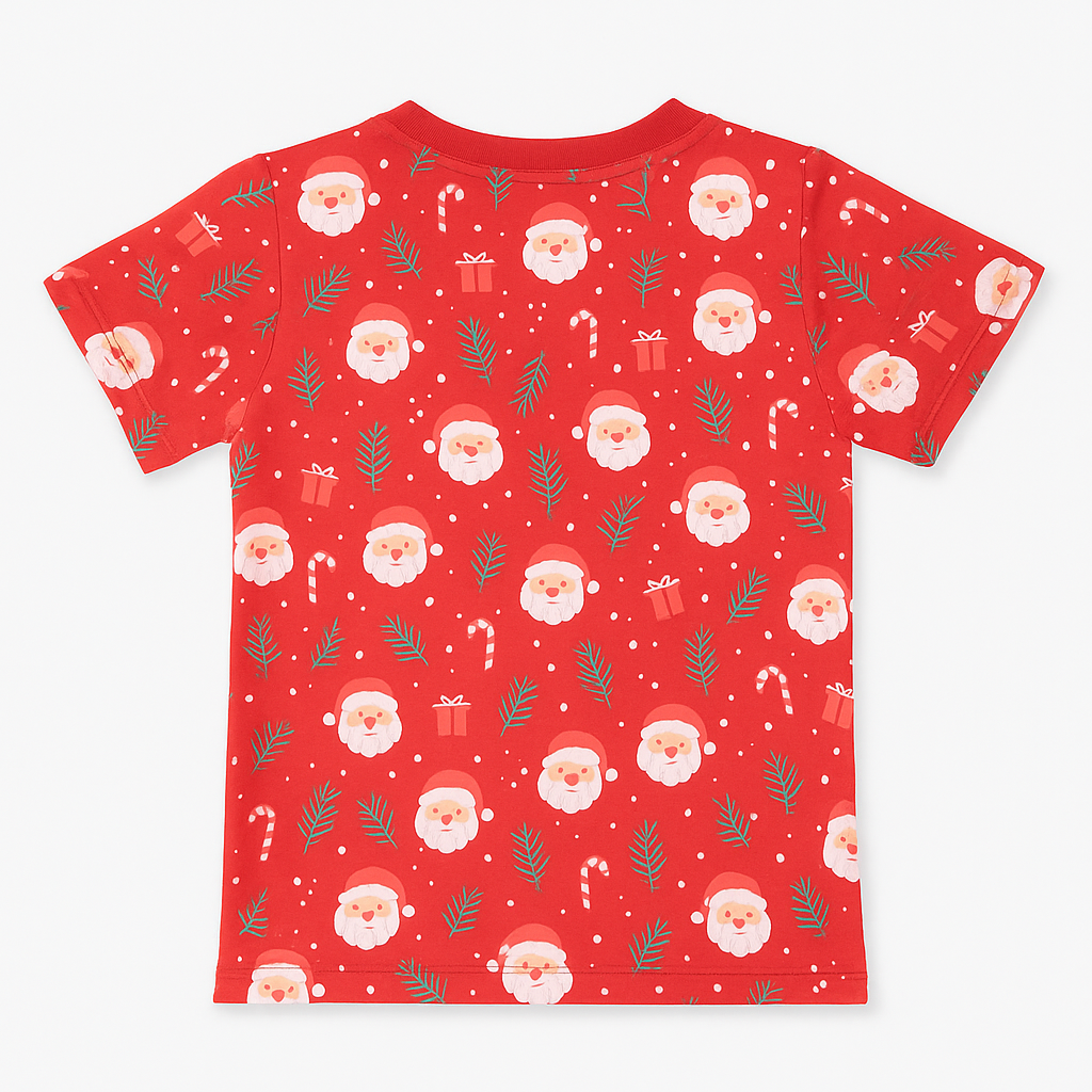 CAMISETA NAVIDEÑA NIÑO ESTAMPADA CON SANTA Y REGALOS