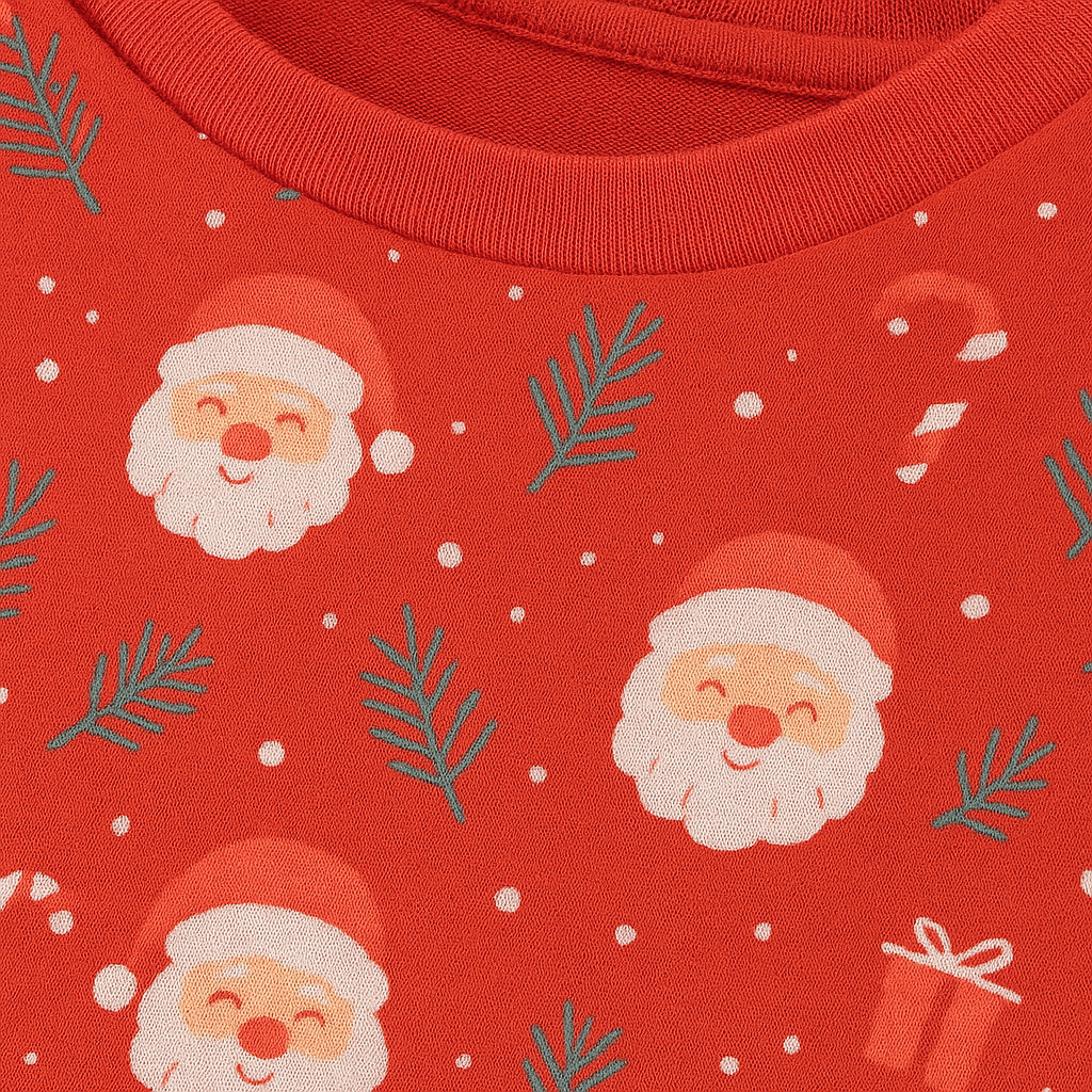 CAMISETA NAVIDEÑA NIÑA ESTAMPADA CON SANTA Y REGALOS