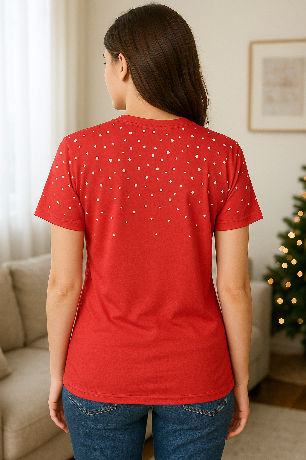 CAMISETA NAVIDEÑA DAMA MERRY CHRISTMAS CON GORRO DE SANTA