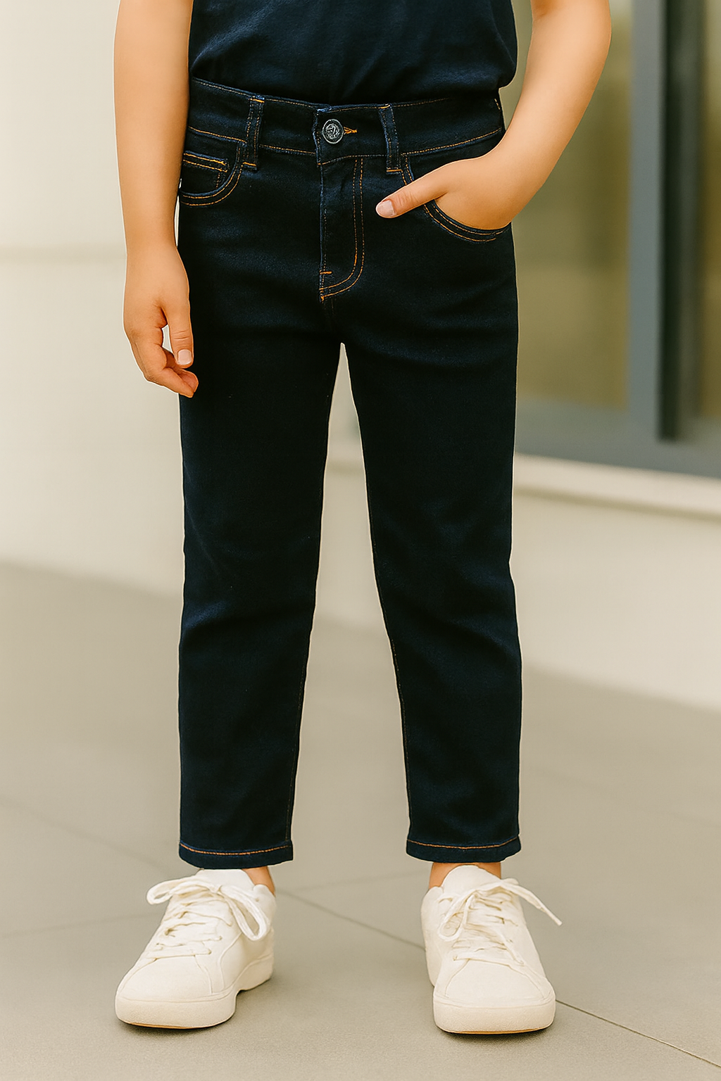 PANTALÓN JEAN ZIZI NIÑO RECTO AZUL OSCURO BÁSICO