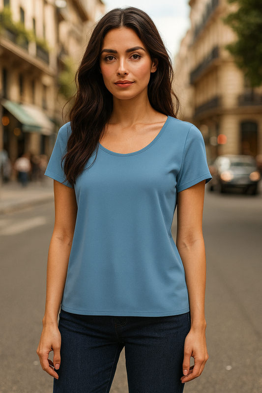 BLUSA DAMA DOBLE CAPA CON MALLA
