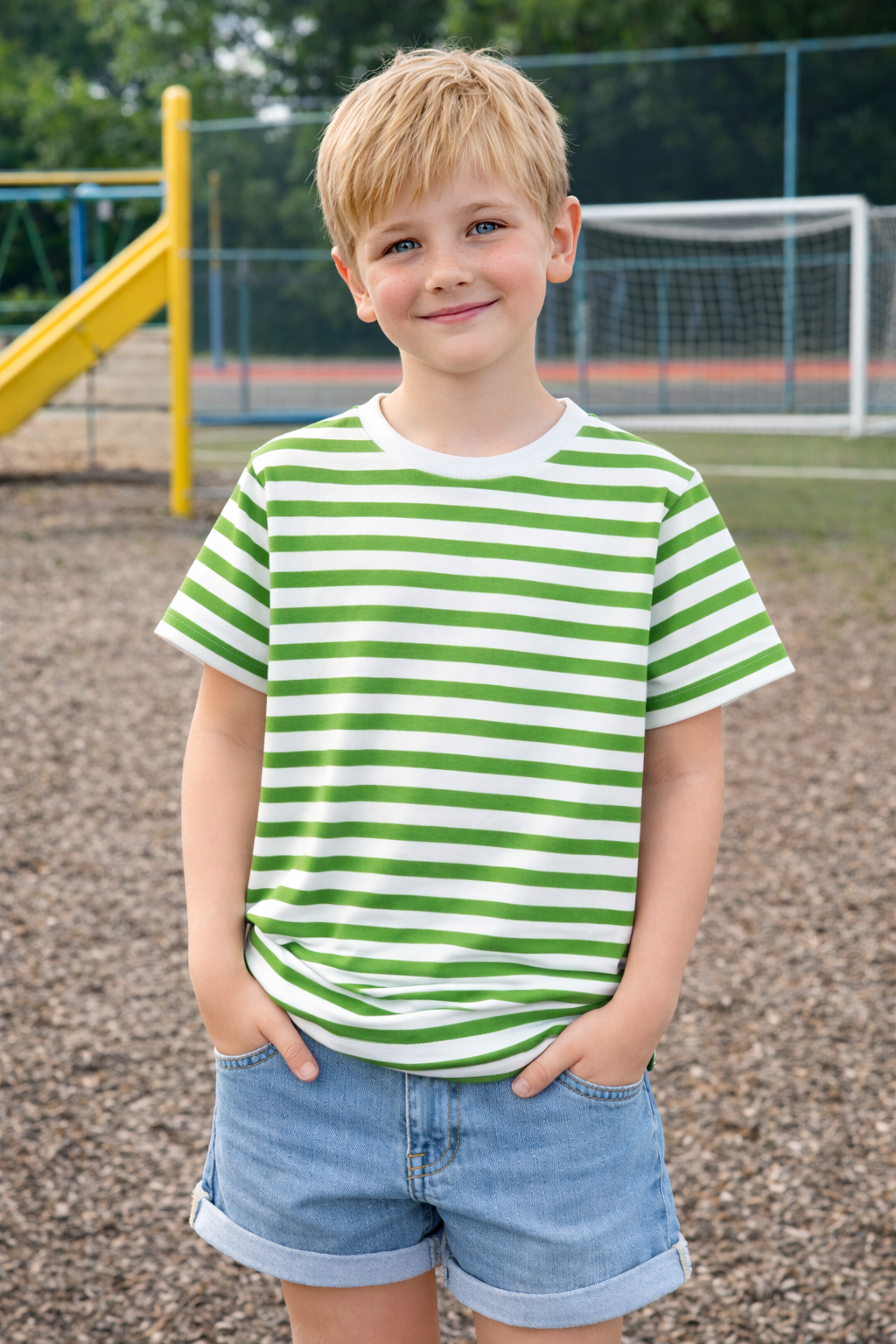 CAMISETA NIÑO MANGA CORTA LÍNEAS A RAYAS