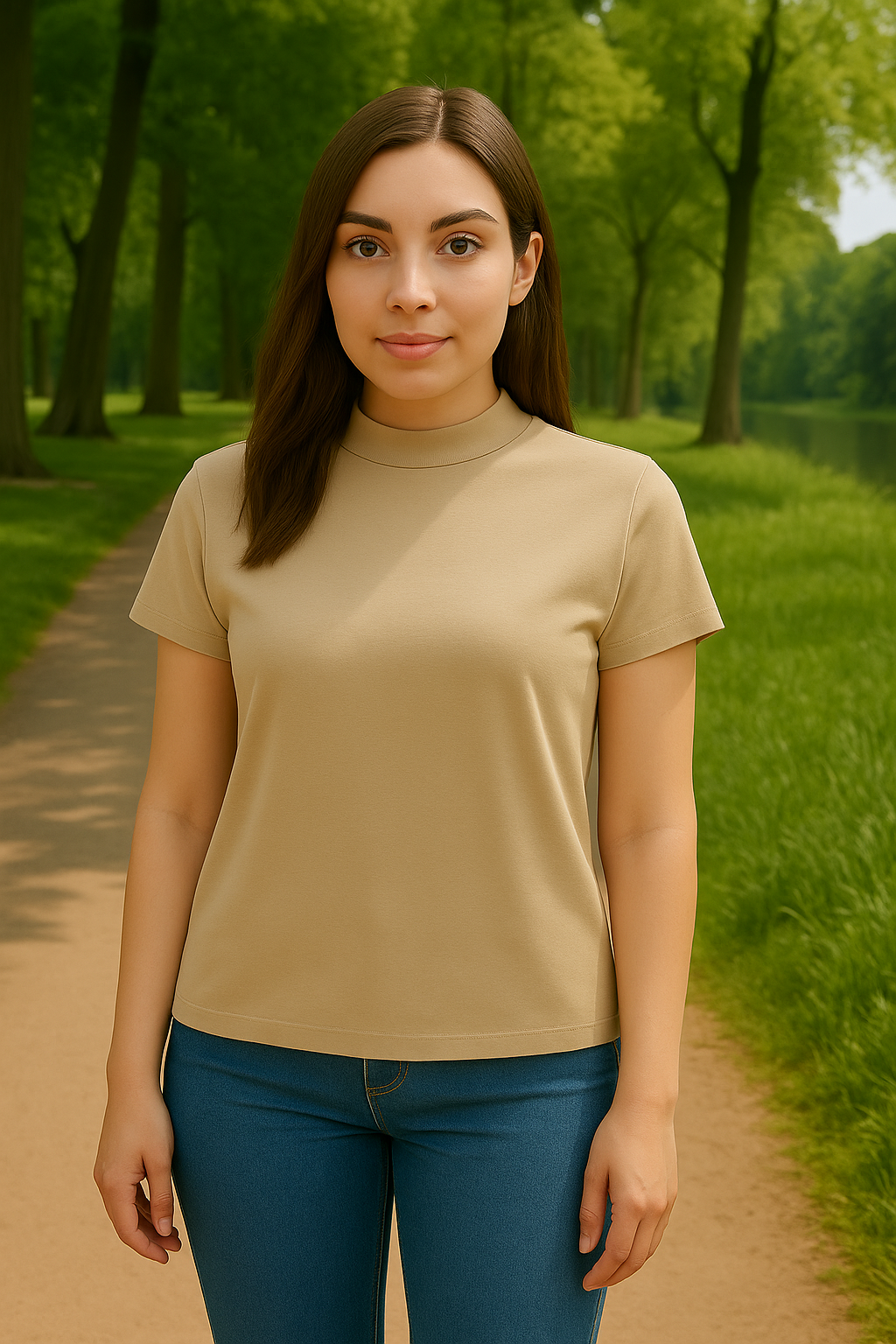 CAMISETA DAMA BASICA TELA ALGODON  CUELLO TORTUGA