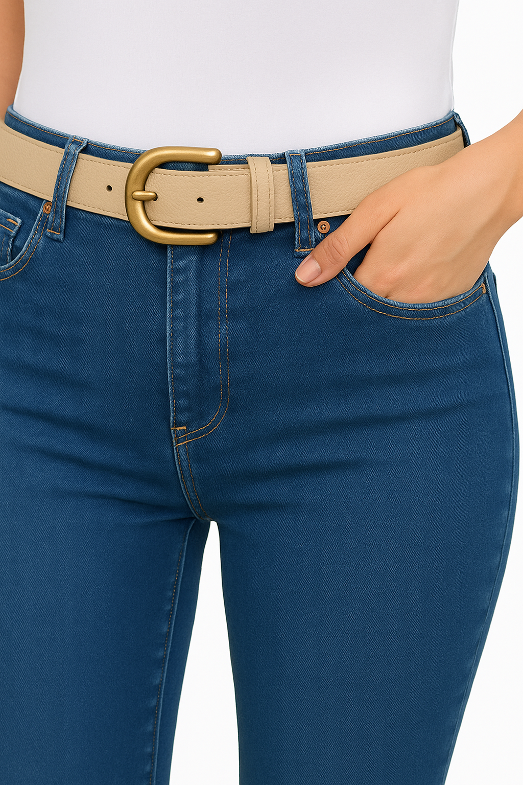 JEAN SKINNY DAMA AZUL CLARO CON CORREA