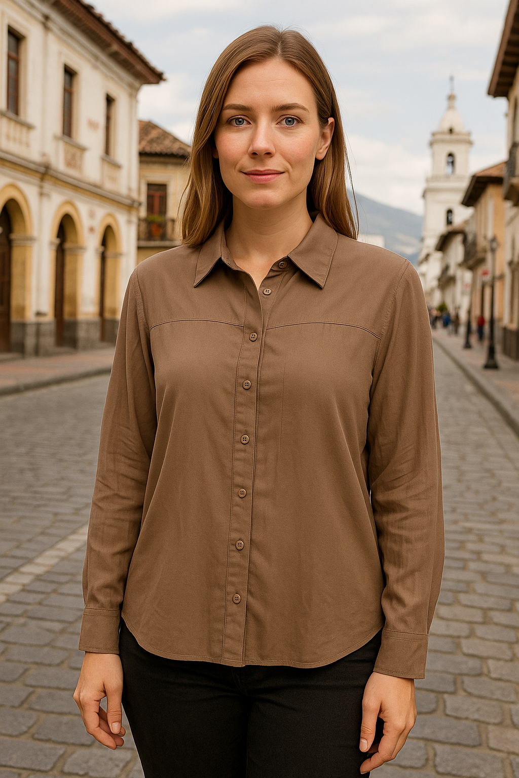 BLUSA DE CUELLO MANGA LARGA CORTE CAIDO