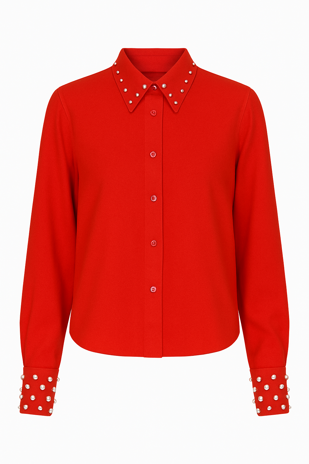BLUSA DE CUELLO Y MANGAS DE DIAMANTES