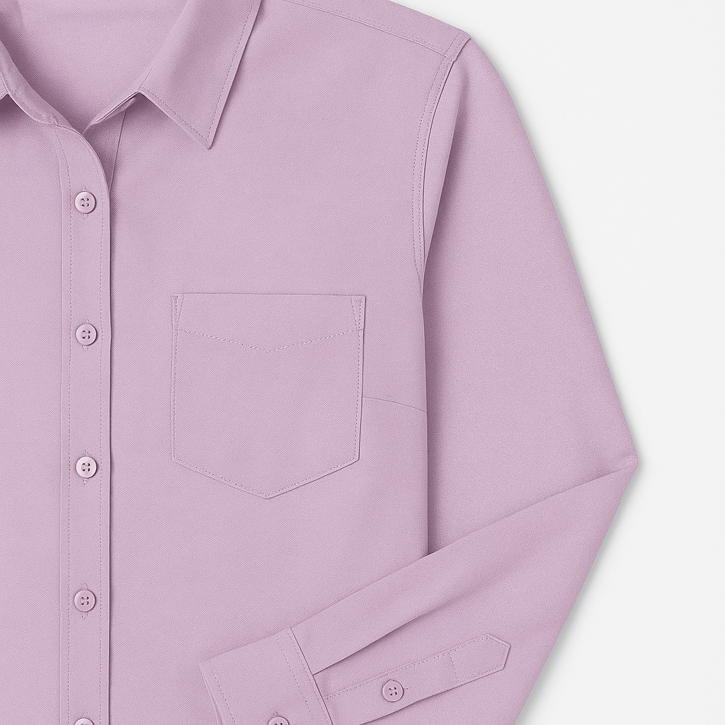 BLUSA CAMISERA MANGA LARGA ESTILO OVERSIZE ABOTONADA LILA