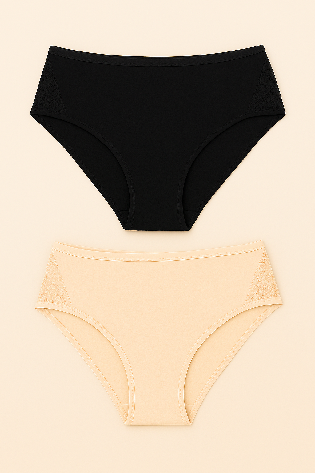 DUO PANTY CLÁSICO ALTO CON DETALLE ENCAJE