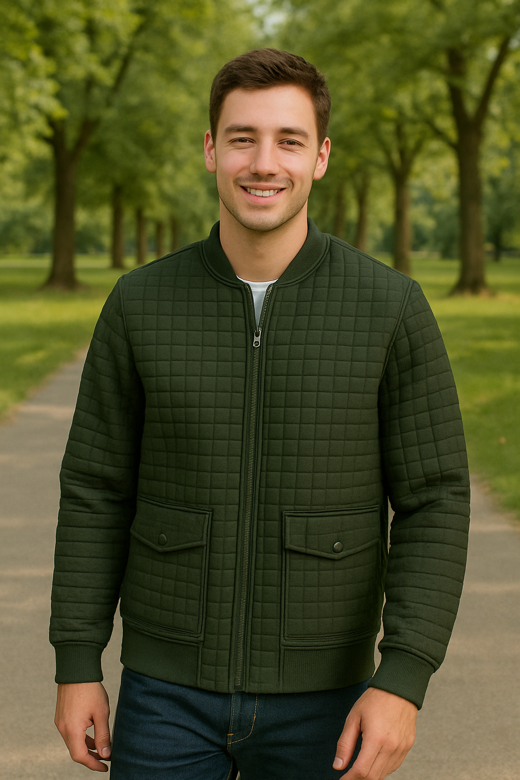 CHAQUETA CASUAL CON RELIEVE DE COSTURA, CUELLO ABIERTO Y BOLSILLOS CON BOTÓN A PRESIÓN