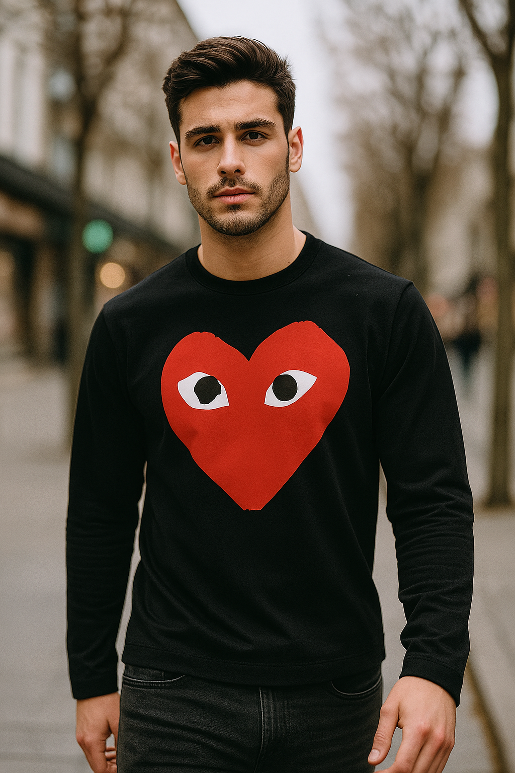 BUZO NEGRO CORAZON UNISEX