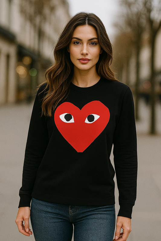 BUZO NEGRO CORAZON UNISEX