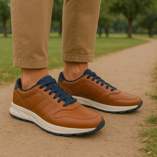 ZAPATO DEPORTIVO HOMBRE CAFE ZUELA  Y CORDON AZUL