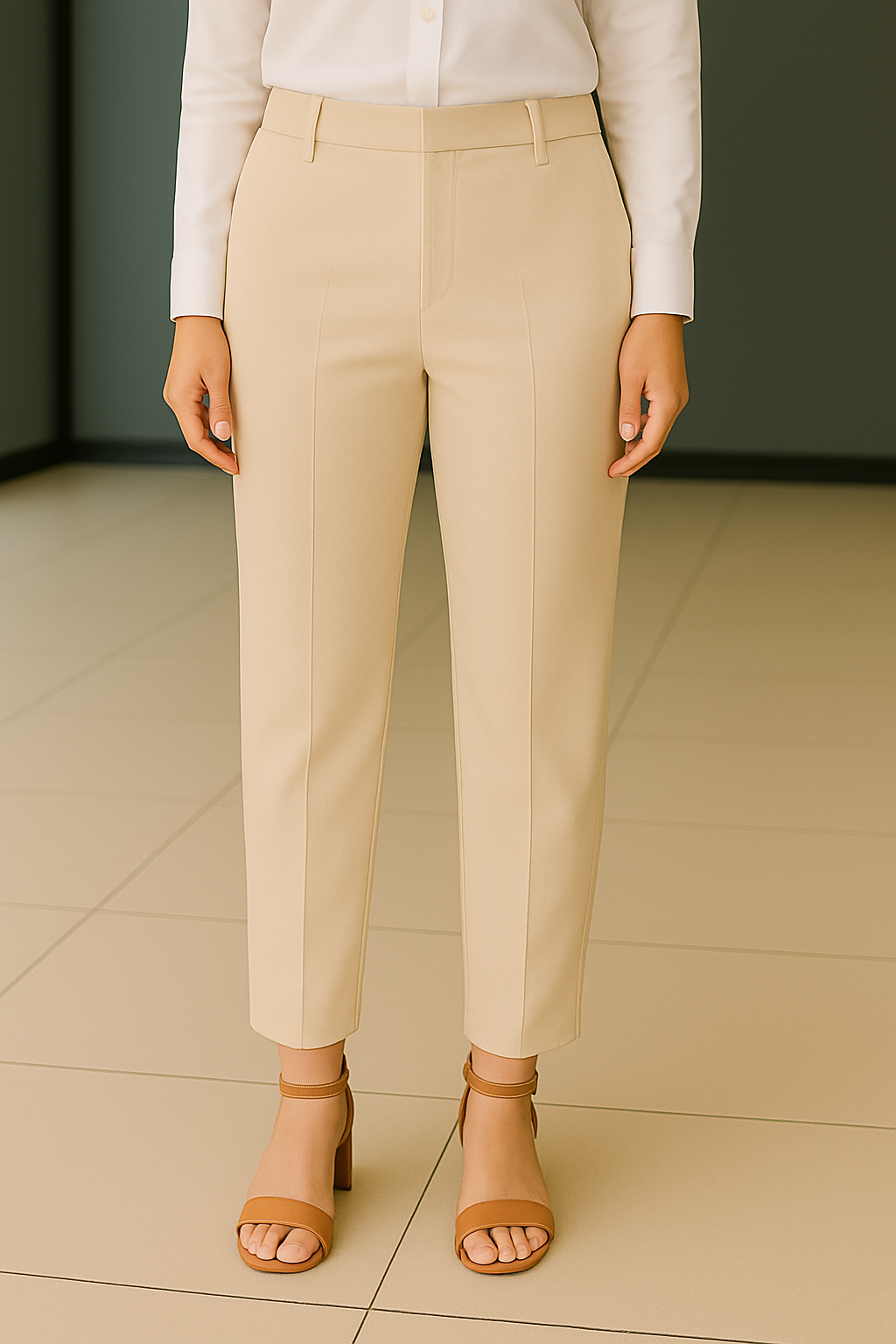 PANTALON DE DAMA FORMAL CON ABERTURA DE TOBILLO BOLSILLOS LATERALES Y TRASEROS