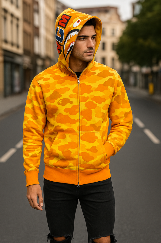 CHOMPA HOODIE BAPE SHARK COLOR AMARILLO